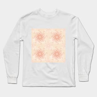 Orange Leaves Mandala Pattern Long Sleeve T-Shirt